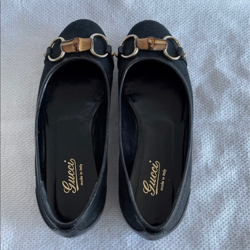 Gucci black horsebit flats shoes 5.5